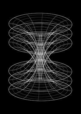 Abstract Wireframe Geometric Shape on Black