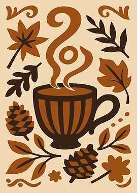 Autumnal Coffee Cup Illustration