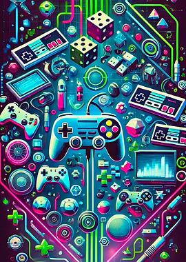 Neon Gaming Gear Collage