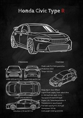 Honda Civic Type R Blueprint