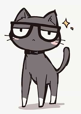 Cartoon Cat with Glasses Illustration
