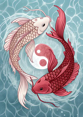 Yin Yang Koi Fish Illustration