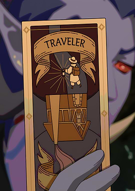 Traveler Card Held by Fantasy Character