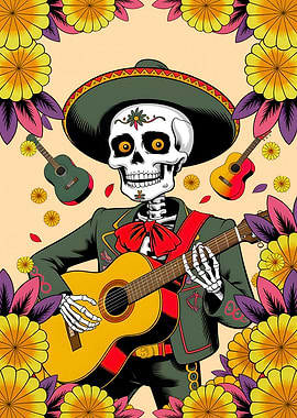 Day of the Dead Skeleton Musician