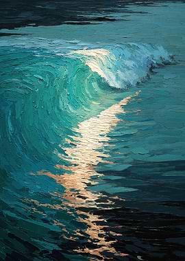 Turquoise Ocean Wave Painting