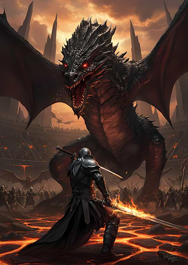 Knight versus Dragon in Arena