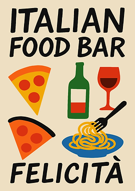 Italian Food Bar Felicità Illustration