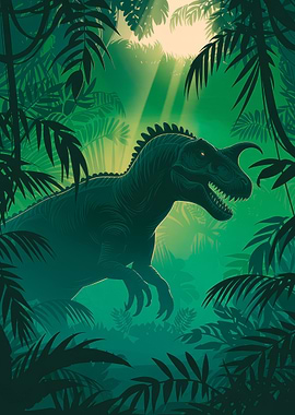 Dinosaur in Jungle Illustration