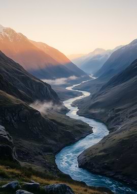 Mountain River Valley Landscape