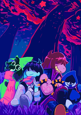 Deltarune characters in a forest