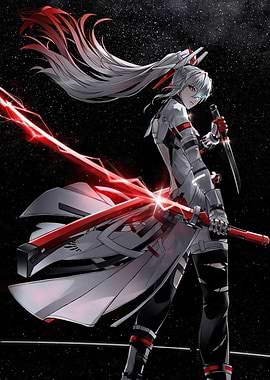 Anime Girl with Swords in Space