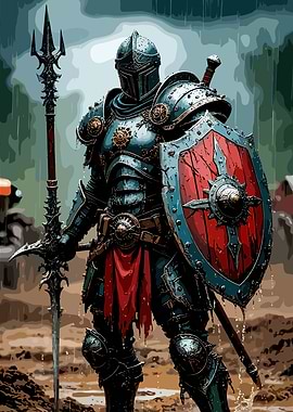 Armored Knight in the Rain
