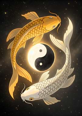 Yin Yang Koi Fish Illustration