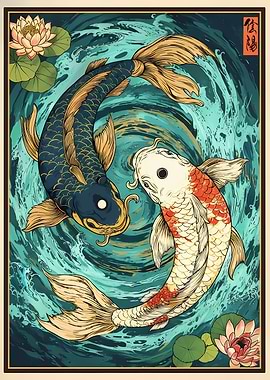 Yin Yang Koi Fish Illustration
