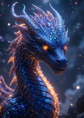 Ethereal Purple Dragon with Glowing Crystals