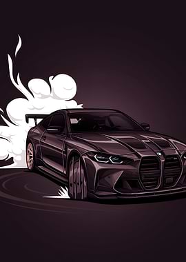 Sleek M4 Illustration with Smoke