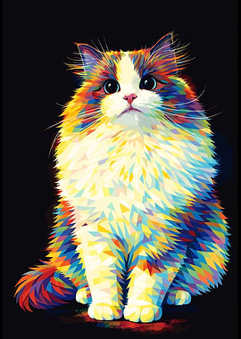 Colorful Geometric Cat Portrait