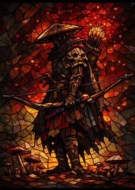 Stained Glass Archer in Fantasy Setting