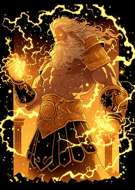 Zeus, God of Thunder, Digital Art