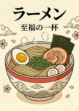Delicious Ramen Bowl Illustration