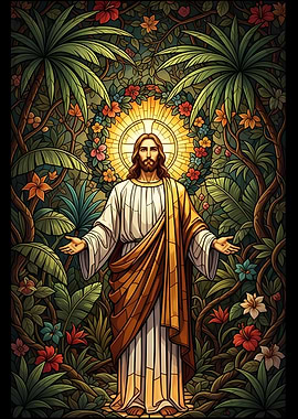 Jesus Christ in a Floral Paradise