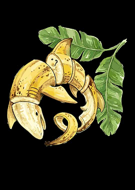Banana Shark with Tropical Leaves