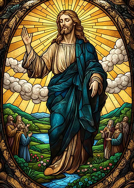 Jesus Christ Stained Glass Illustration