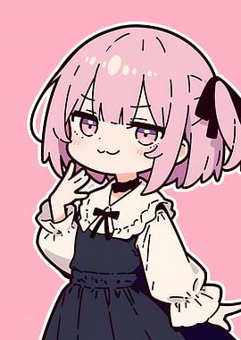 Chibi Anime Girl with Pink Hair