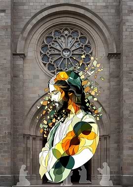 Jesus Christ mosaic in front of church