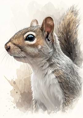 Squirrel Watercolor Portrait