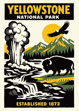 Yellowstone National Park Vintage Poster