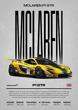 McLaren P1 GTR Yellow Sports Car