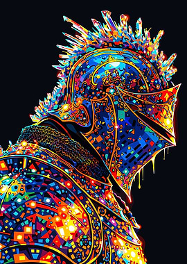 Colorful Knight Armor Digital Art