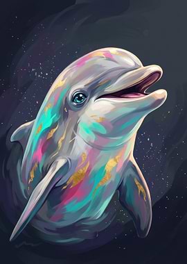 Colorful Dolphin Portrait