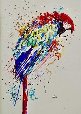 Colorful Watercolor Parrot Painting
