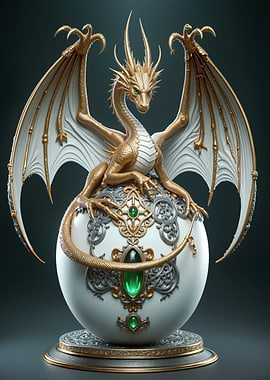 Golden Dragon on Jeweled Egg