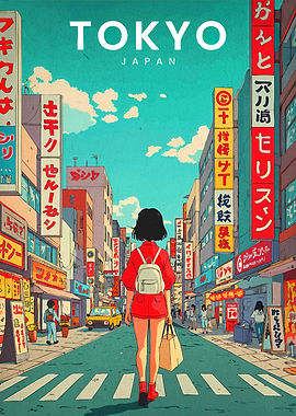 Tokyo Japan Anime Style Cityscape