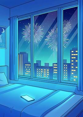 Midnight Fireworks View