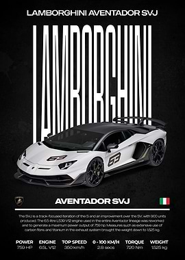 Lamborghini Aventador SVJ Car Poster