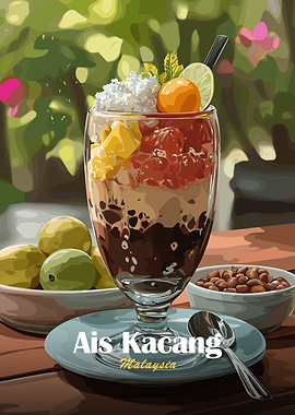 Ais Kacang Dessert Illustration