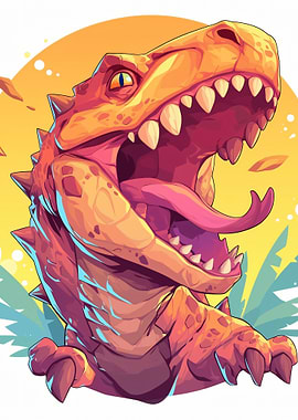 Cartoon Dinosaur with Open Mouth