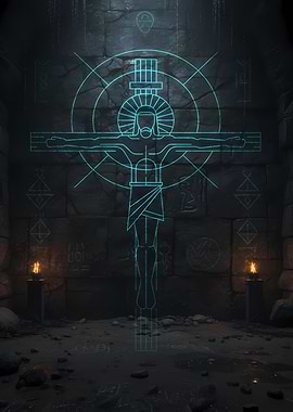Mystical Crucifix in Stone Chamber
