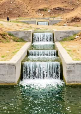 Cascading Waterfalls in a Stone Channel