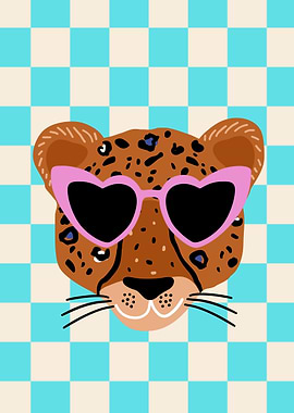 Cheetah with Heart Sunglasses Illustration