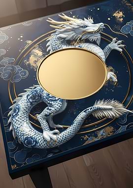 Dragon and Golden Oval Frame