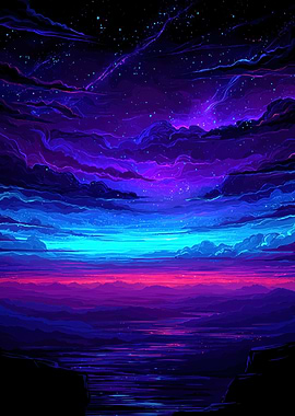 Neon Purple and Blue Landscape