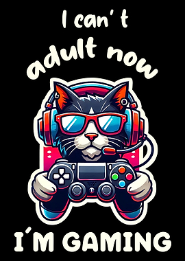 Gaming Cat with Controller and Headset Gamer