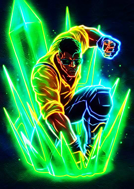 Neon Man with Crystals