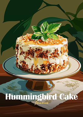 Hummingbird Cake Jamaica Illustration