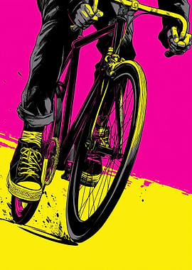 Cyclist in Motion: Pop Art Illustration